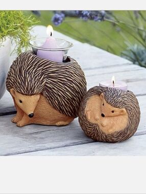 👉*ADORABLE* HEDGEHOG MAMA & BABY CANDLE HOLDERS ~PARTYLITE #P91560 & P91558